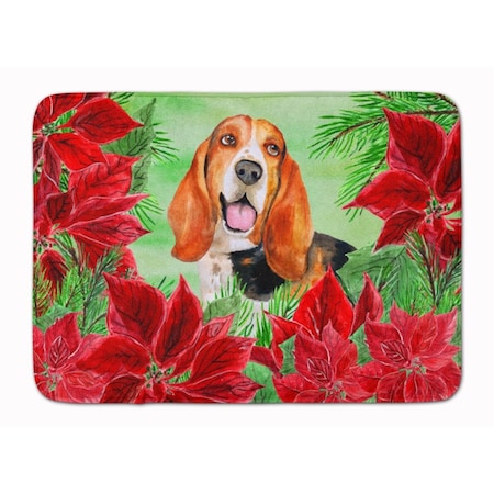 Carolines Treasures Basset Hound Poinsettas Machine Washable Memory Foam Mat CK1352RUG
